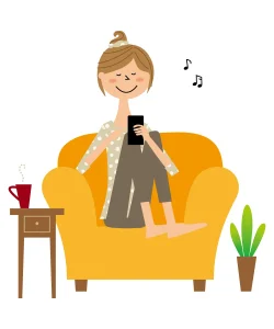 音楽を聴く画像